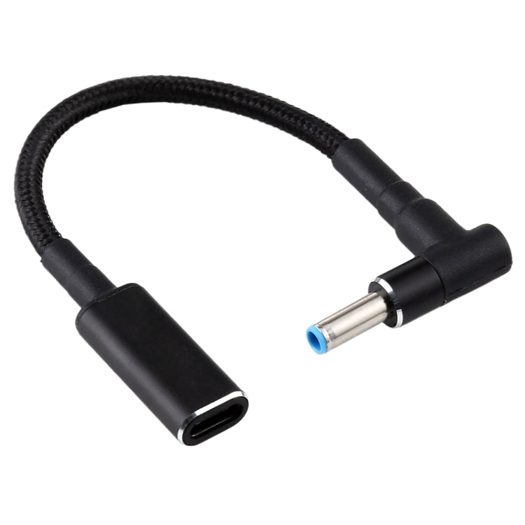PD 100W 18.5-20V 4.5 x 0.6mm 彎頭轉 USB-C / Type-C 轉接頭 尼龍編織線，適用於 HP，4.5 x 0.6mm
