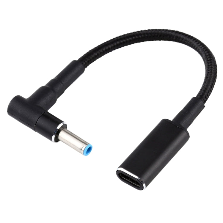 PD 100W 18.5-20V 4.5 x 0.6mm 彎頭轉 USB-C / Type-C 轉接頭 尼龍編織線，適用於 HP，4.5 x 0.6mm