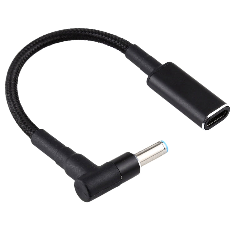 PD 100W 18.5-20V 4.5 x 0.6mm 彎頭轉 USB-C / Type-C 轉接頭 尼龍編織線，適用於 HP，4.5 x 0.6mm