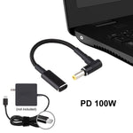 PD 100W 18.5-20V 5.5 x 2.5mm 彎頭轉 USB-C / Type-C 轉接頭 尼龍編織線，5.5 x 2.5mm