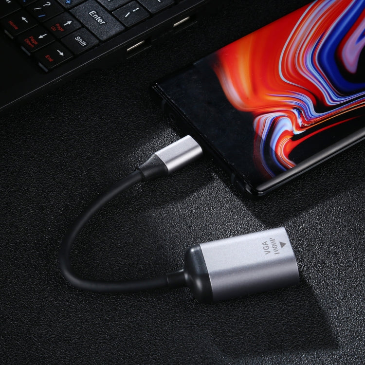 1080P VGA 母頭轉 Type-C / USB-C 公頭 連接轉接線，VGA 母頭轉 Type-C 公頭