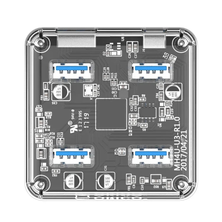 ORICO MH4U-100 USB 3.0 透明桌面集線器，附 100 公分 Micro USB 線，MH4U-100