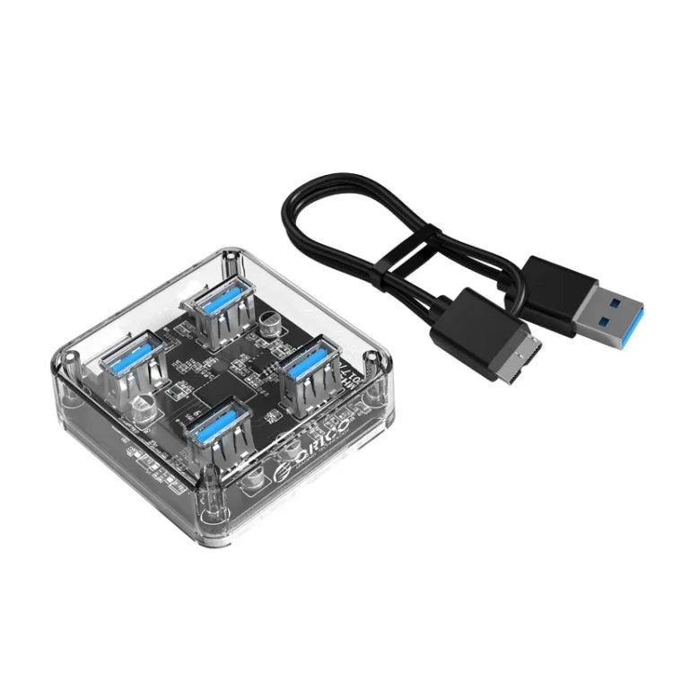ORICO MH4U-100 USB 3.0 透明桌面集線器，附 100 公分 Micro USB 線，MH4U-100