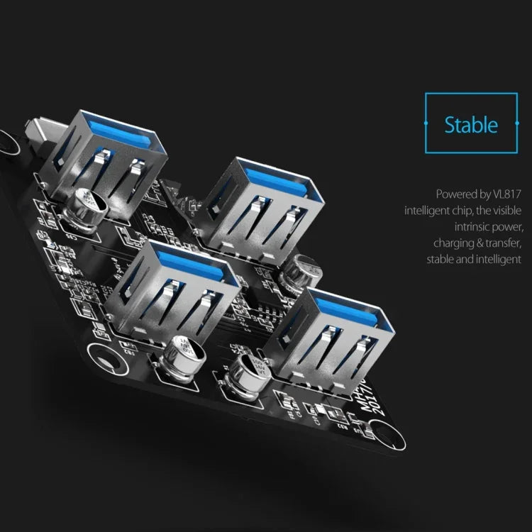 ORICO MH4U-100 USB 3.0 透明桌面集線器，附 100 公分 Micro USB 線，MH4U-100