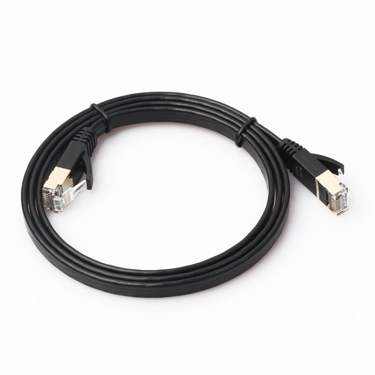 1米 CAT7 10 Gigabit 乙太網超扁平跳線，適用於數據機路由器 LAN 網路 - 內建屏蔽 RJ45 連接器，長度：1米