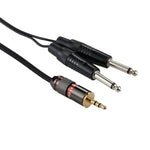 3.5mm 公頭轉 2 x 6.35mm 公頭單聲道音頻轉接線，總長約 27cm