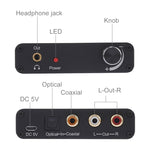 192KHz DAC 轉換器 HD HIFI 光纖轉 RCA+3.5mm 耳機 5.1 聲道數位音訊轉換器，附音量控制，192KHz DAC