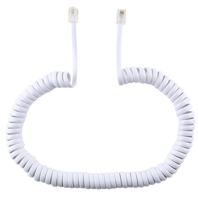 4 芯公頭對公頭 RJ11 彈簧式電話延長捲線，伸長長度：3米（白色），長度：3米