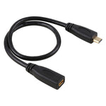 30cm 1080P 微型 HDMI 母轉公鍍金連接器轉接線