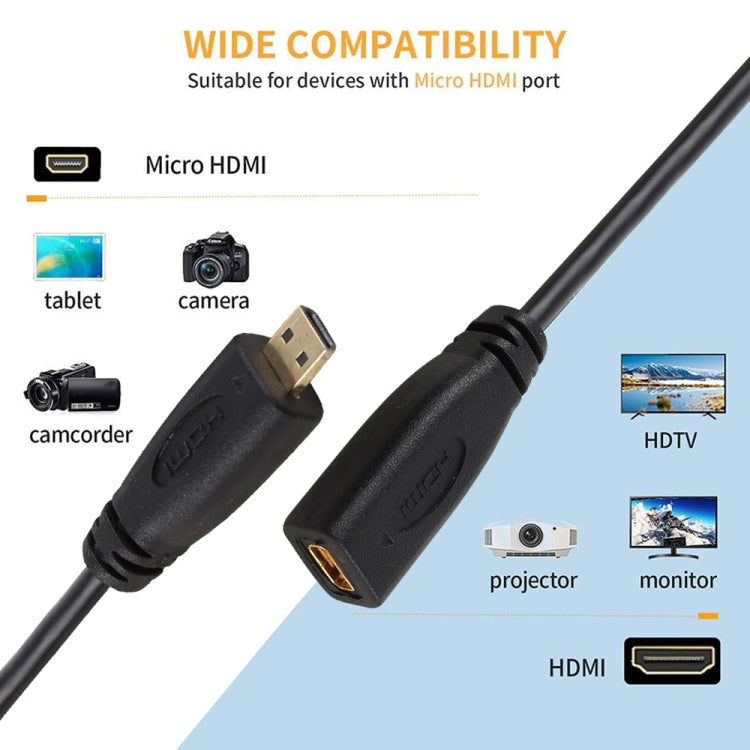 30cm 1080P 微型 HDMI 母轉公鍍金連接器轉接線