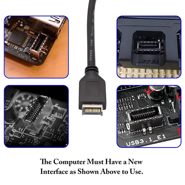 30cm USB 3.1 Type-E 轉 USB 3.0 主機板 19 針公擴展線