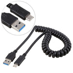 1.5m 高速 USB 3.0 公轉 USB-C / Type-C 公可伸縮彈簧延長線，USB 3.0 公轉 Type-C 公