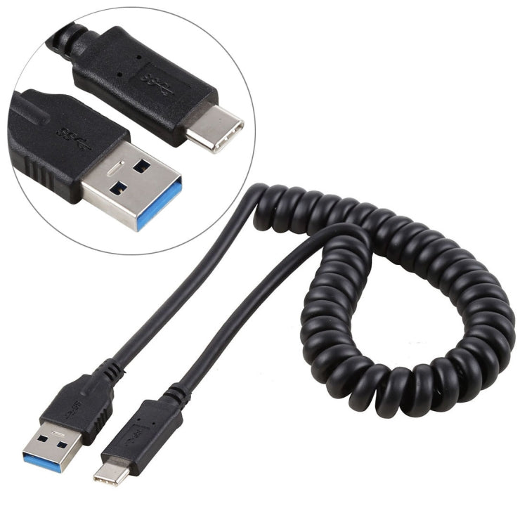 1.5m 高速 USB 3.0 公轉 USB-C / Type-C 公可伸縮彈簧延長線，USB 3.0 公轉 Type-C 公