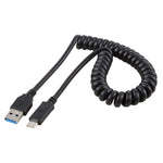 1.5m 高速 USB 3.0 公轉 USB-C / Type-C 公可伸縮彈簧延長線，USB 3.0 公轉 Type-C 公
