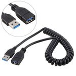 1.5m 高速 USB 3.0 公轉母可伸縮彈簧延長線，USB 3.0 公轉母