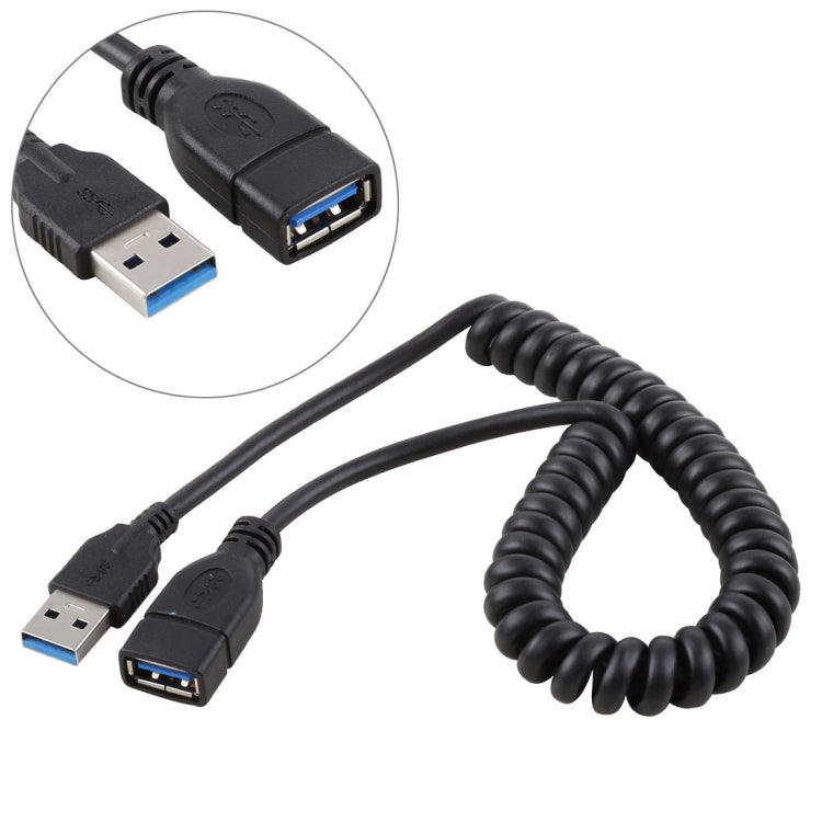 1.5m 高速 USB 3.0 公轉母可伸縮彈簧延長線，USB 3.0 公轉母