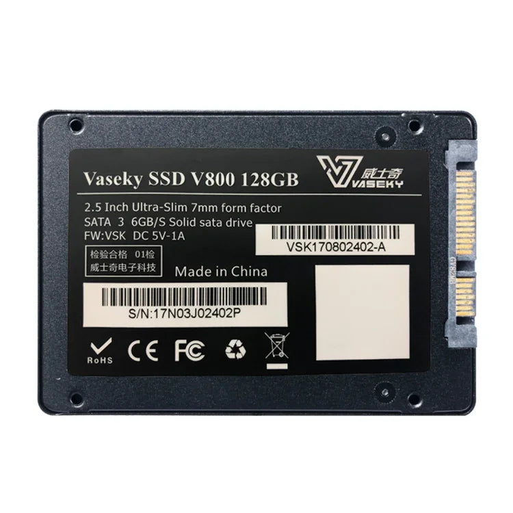 Vaseky V800 128GB 2.5 吋 SATA3 6GB/s 超薄 7mm 固態硬碟 SSD，適用桌上型電腦、筆記型電腦，128GB