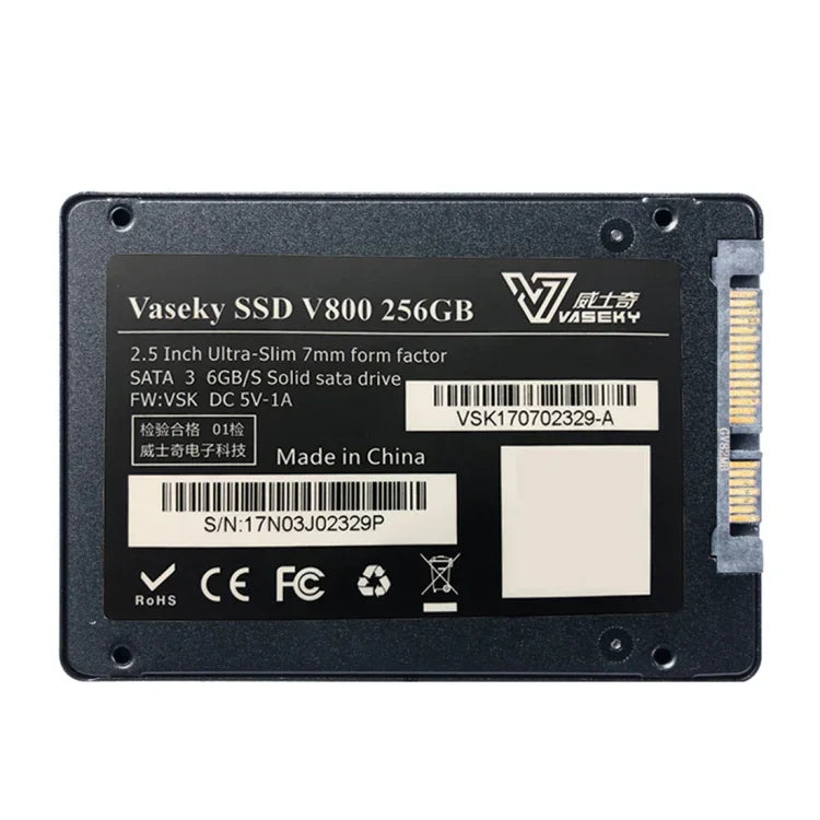Vaseky V800 256GB 2.5 吋 SATA3 6GB/s 超薄 7mm 固態硬碟 SSD，適用桌上型電腦、筆記型電腦，256GB