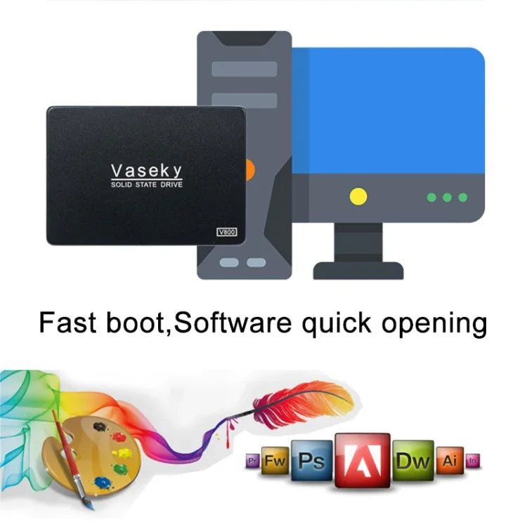 Vaseky V800 512GB 2.5 吋 SATA3 6GB/s 超薄 7mm 固態硬碟 SSD，適用桌上型電腦、筆記型電腦，512GB