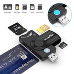 ROCKETEK CR310 USB 2.0 + TF 卡 + SD 卡 + SIM 卡 + 智能卡多功能讀卡器，USB 2.0