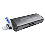 118 2 合 1 USB + 8 Pin 介面 USB 隨身碟 / 記憶卡 OTG 讀卡器，適用 IOS 系統手機 / 電腦
