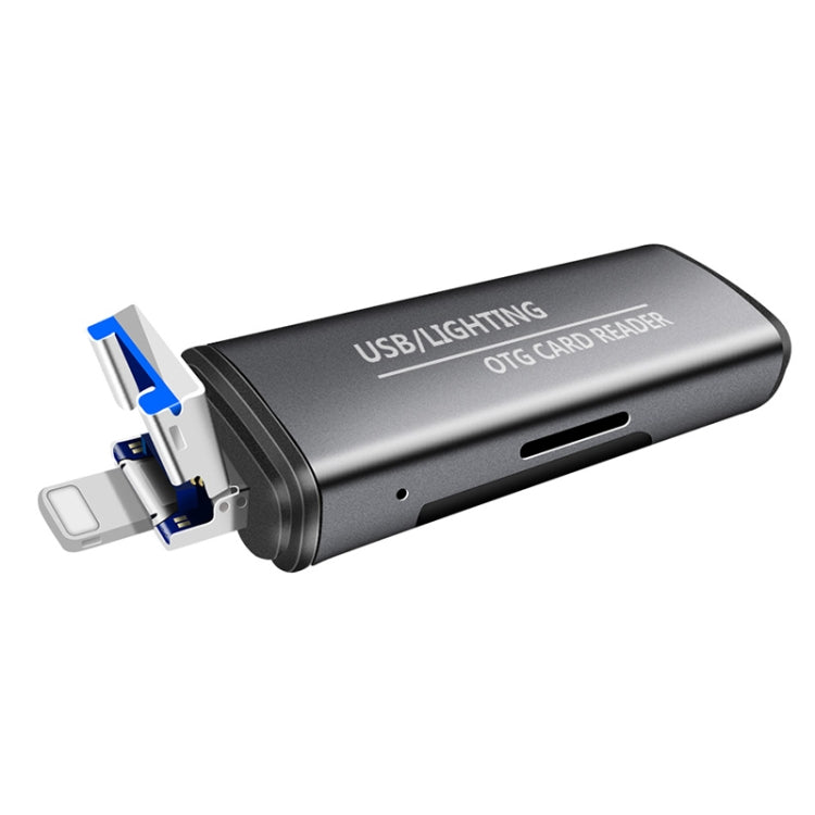 118 2 合 1 USB + 8 Pin 介面 USB 隨身碟 / 記憶卡 OTG 讀卡器，適用 IOS 系統手機 / 電腦