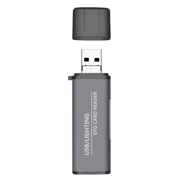 118 2 合 1 USB + 8 Pin 介面 USB 隨身碟 / 記憶卡 OTG 讀卡器，適用 IOS 系統手機 / 電腦