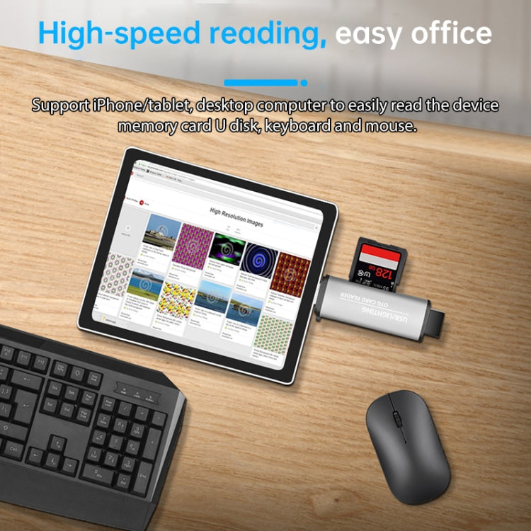 118 2 合 1 USB + 8 Pin 介面 USB 隨身碟 / 記憶卡 OTG 讀卡器，適用 IOS 系統手機 / 電腦