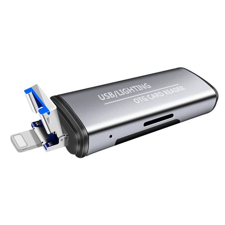 118 2 合 1 USB + 8 Pin 介面 USB 隨身碟 / 記憶卡 OTG 讀卡器，適用 IOS 系統手機 / 電腦