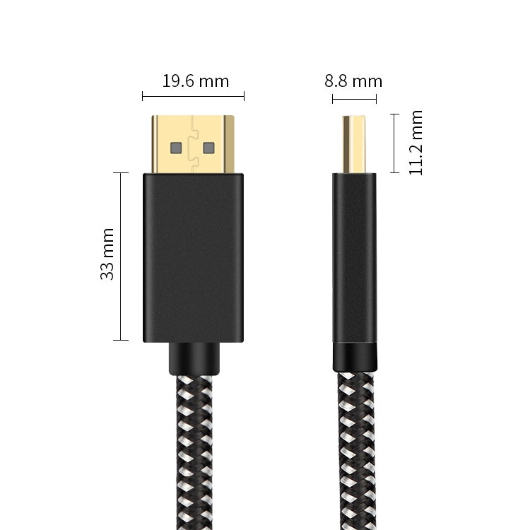 OD6.5mm DP 公對公 DisplayPort 線，長度：2m，DP 公對公