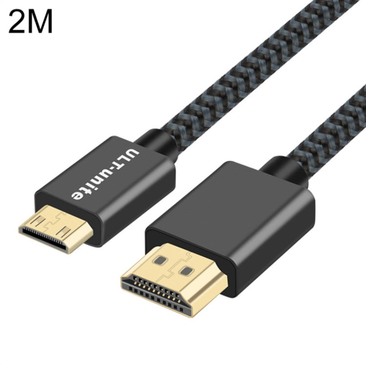 ULT-unite 鍍金頭 HDMI 2.0 公對 Mini HDMI 公尼龍編織線，線長：2m，2m