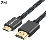 ULT-unite 鍍金頭 HDMI 2.0 公對 Mini HDMI 公尼龍編織線，線長：2m，2m