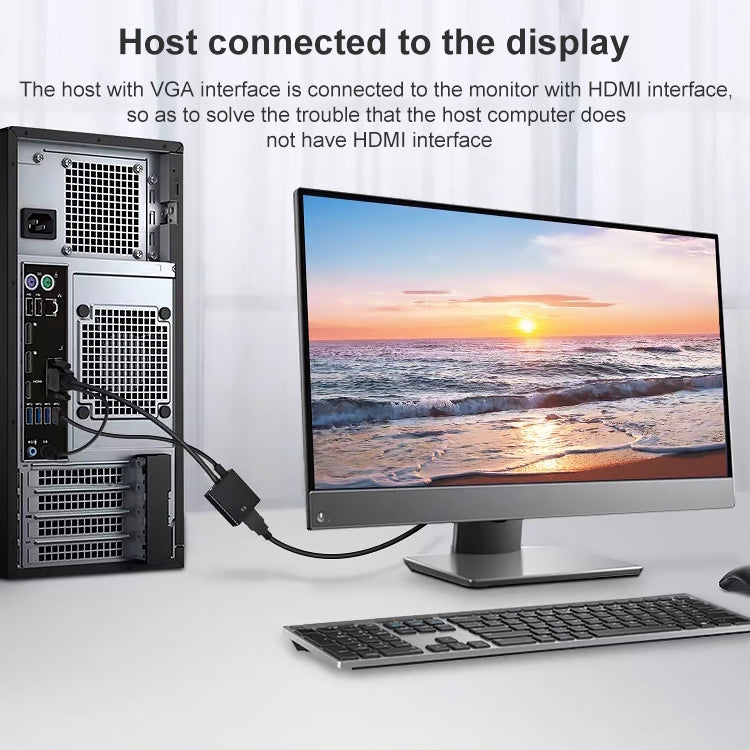 HDCO-VGAM2 1080P VGA公頭轉HDMI母頭轉換器帶3.5mm音頻線，HDCO-VGAM2