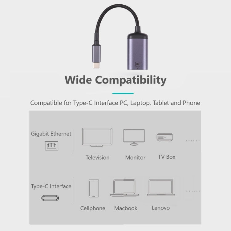 USB-C / Type-C公頭轉100米RJ45母頭轉接線，100米RJ45母頭線