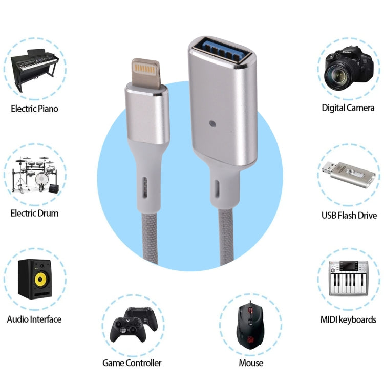 8 Pin 公頭轉 USB 母頭 OTG 攝影機轉接器，兼容 IOS 13 或以上版本