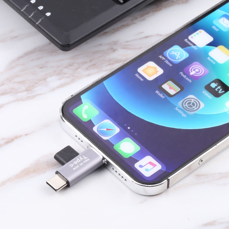 USB-C / Type-C 母頭轉 8 Pin 公頭 + USB-C / Type-C 公頭轉換器，Type-C 母頭轉 8 Pin + Type-C 公頭