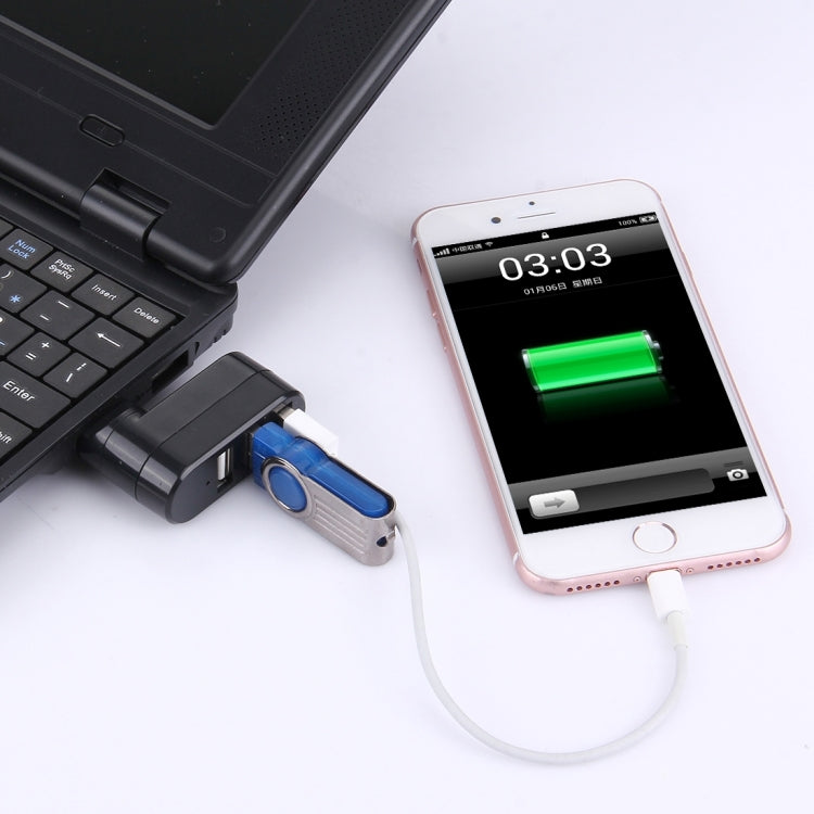 180 度旋轉 USB 頭 3 埠 USB 2.0 便攜式集線器