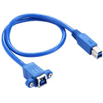 50cm USB 3.0 B 母轉 B 公連接器轉接線，適用印表機／掃描器，BF 轉 BM，長度：50cm
