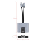 NK-1056Pro 3 合 1 8 Pin + USB-C / Type-C 公頭轉 8 Pin 充電 + 乙太網路 + 3.5mm 耳機母頭轉接器，NK-1056Pro