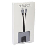 NK-1056Pro 3 合 1 8 Pin + USB-C / Type-C 公頭轉 8 Pin 充電 + 乙太網路 + 3.5mm 耳機母頭轉接器，NK-1056Pro