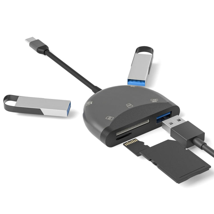 NK-3039 5 合 1 USB-C / Type-C 公頭對 TF / SD 卡槽 + 3 個 USB 母頭轉接器，NK-3039