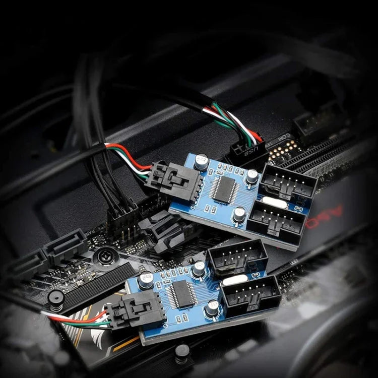 Rocketek HC427 9 針 USB2.0 集線器轉接板 一分四分線器電路板，一分四