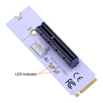 NGFF M.2 Key M 轉 PCI-E 1X / 4X / 8X / 16X 顯示卡挖礦擴充槽轉接卡，附 LED 與 4 針電源線，VER003 含 4 針電源線
