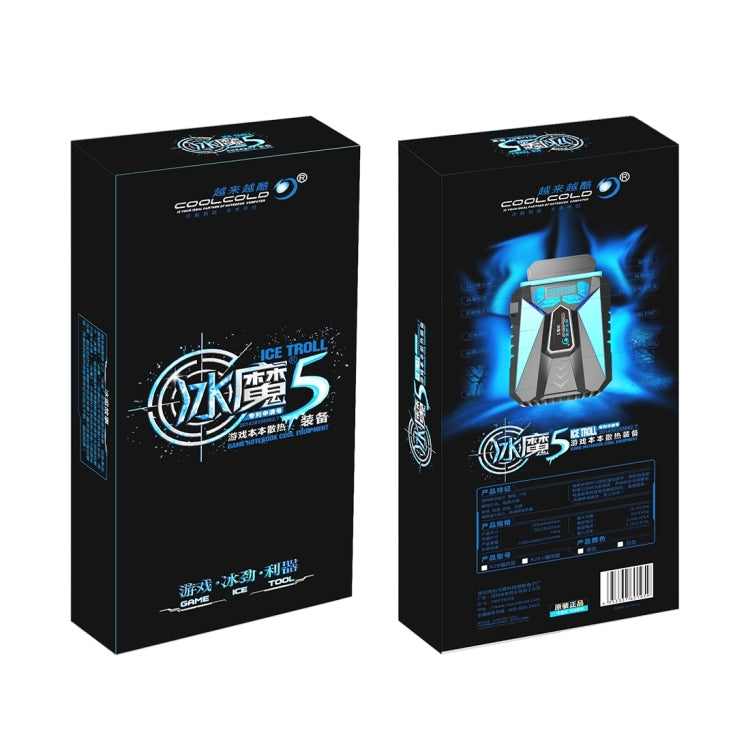 Ice Troll 5 COOLCOLD 便攜式筆記型電腦散熱風扇，風速可調，高效能筆電風扇冷卻器控制器，USB 5V（黑色）、USB 5V（白色）
