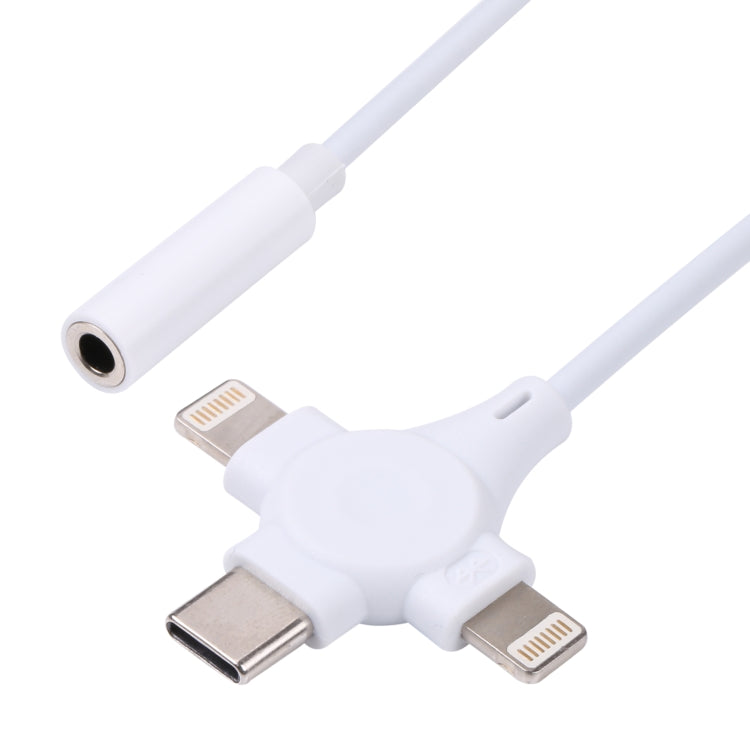 雙 8 Pin+USB-C/Type-C 公頭轉 3.5mm 母頭數位音訊轉接線