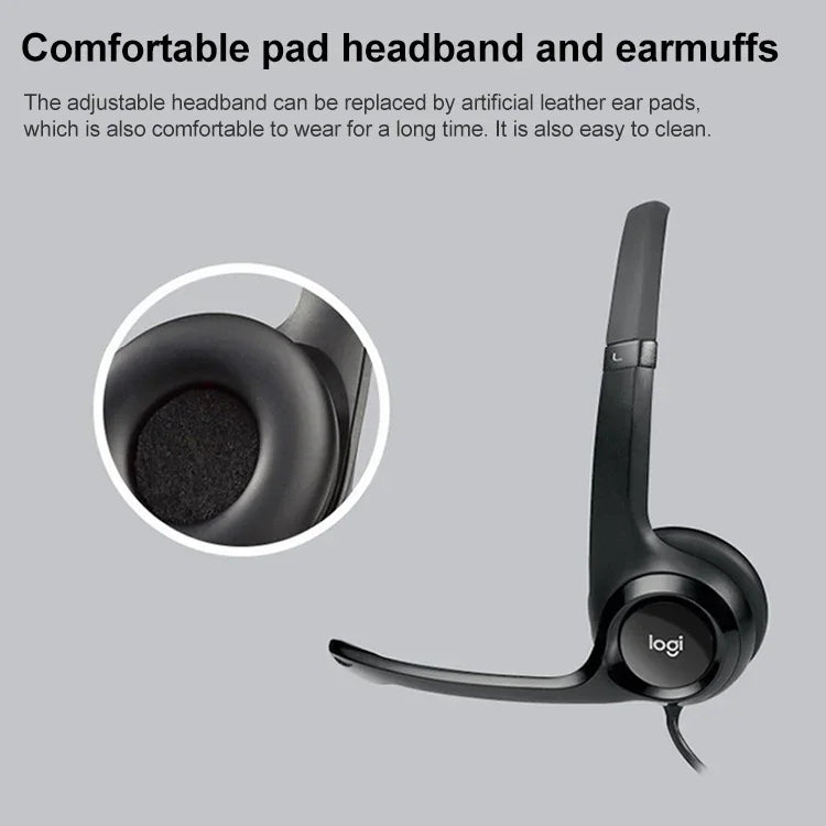 Logitech H390 USB 有線耳機，立體聲耳機，帶降噪麥克風