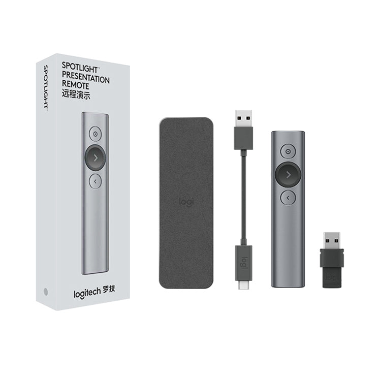 Logitech Spotlight 2.4GHz USB 無線簡報器 PPT 遙控翻頁筆，Spotlight（灰色）、Spotlight（金色）