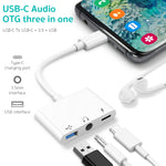 3 合 1 USB-C / Type-C 公對 Type-C + USB + 3.5mm 母 OTG 轉接器, 3 合 1 OTG 轉接器