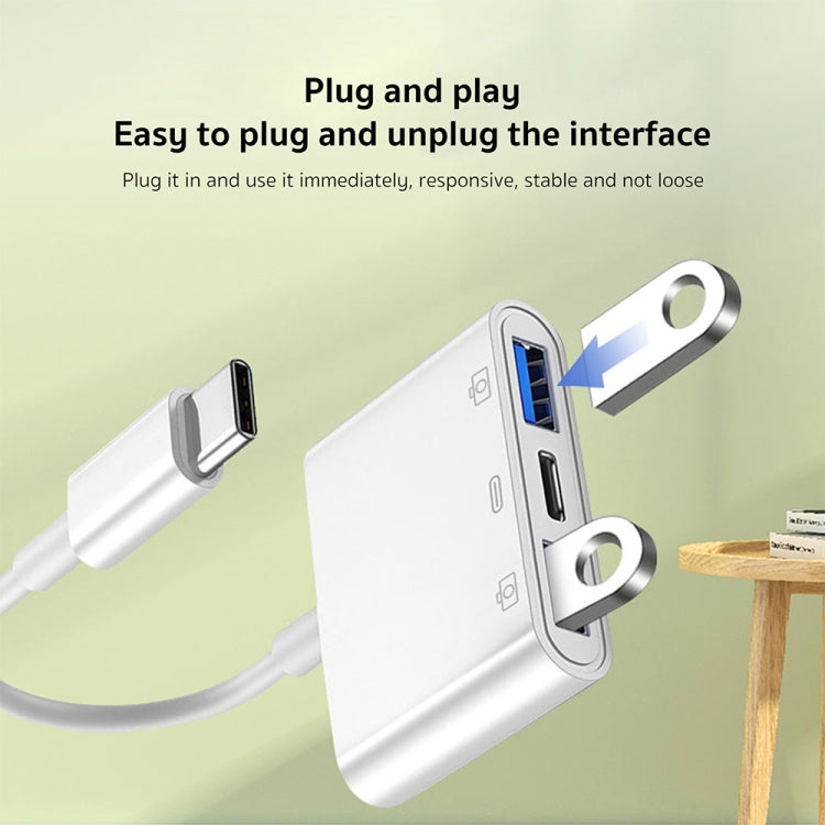 S-202 3合1 USB-C / Type-C 公頭轉 Type-C + 2 x USB 母頭相機轉接器，S-202