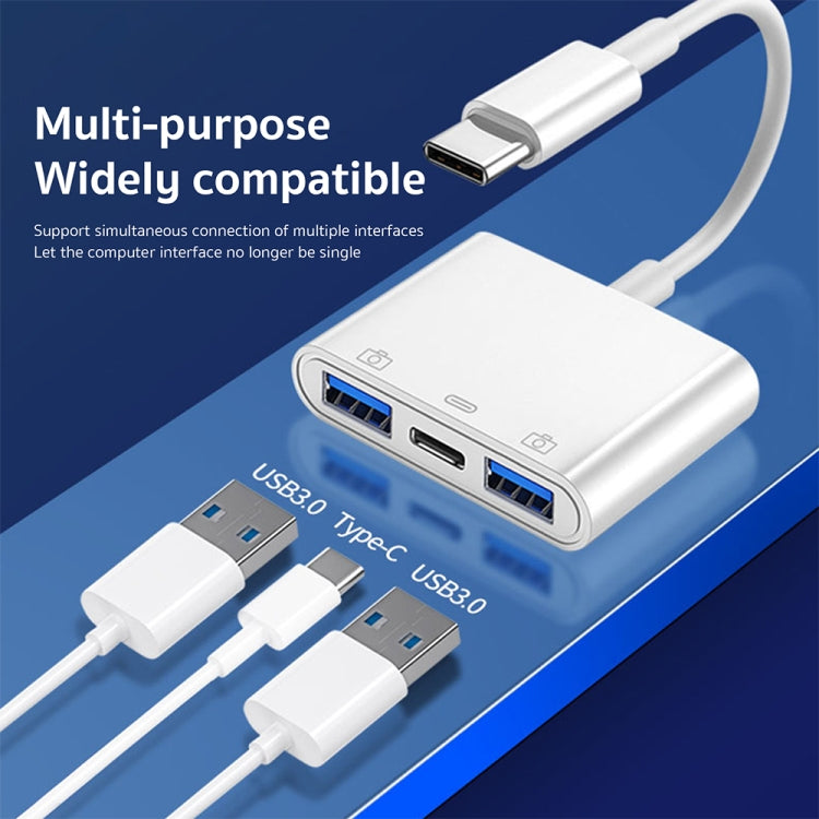 S-202 3合1 USB-C / Type-C 公頭轉 Type-C + 2 x USB 母頭相機轉接器，S-202